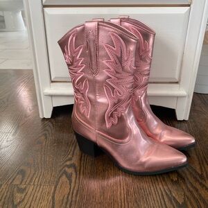 Forever 21 Pink Metallic Women’s Cowboy Boots